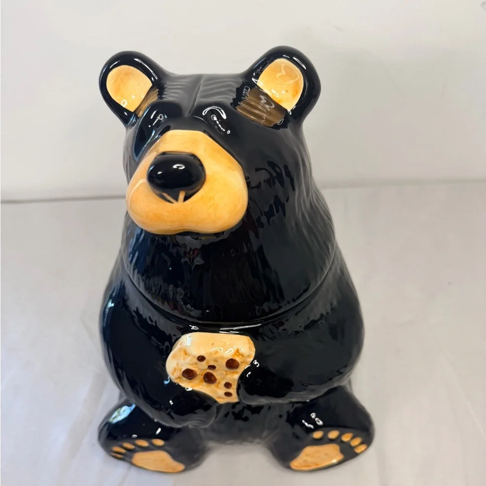 Big Sky Carvers Bearfoots Bear Cookie Jar Jeff Fleming Black Bear w Cookie - Picture 2 of 4